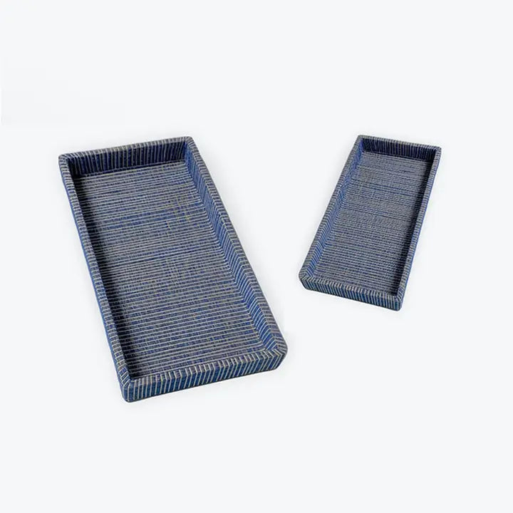 Blue Woven Tray Set of 2