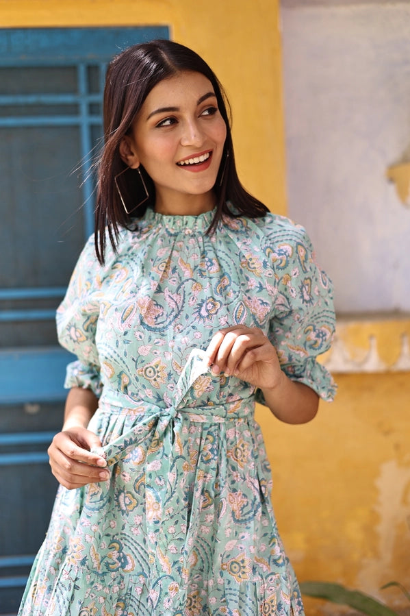 Fox + Mermaid Block Printed Dress - Sitara