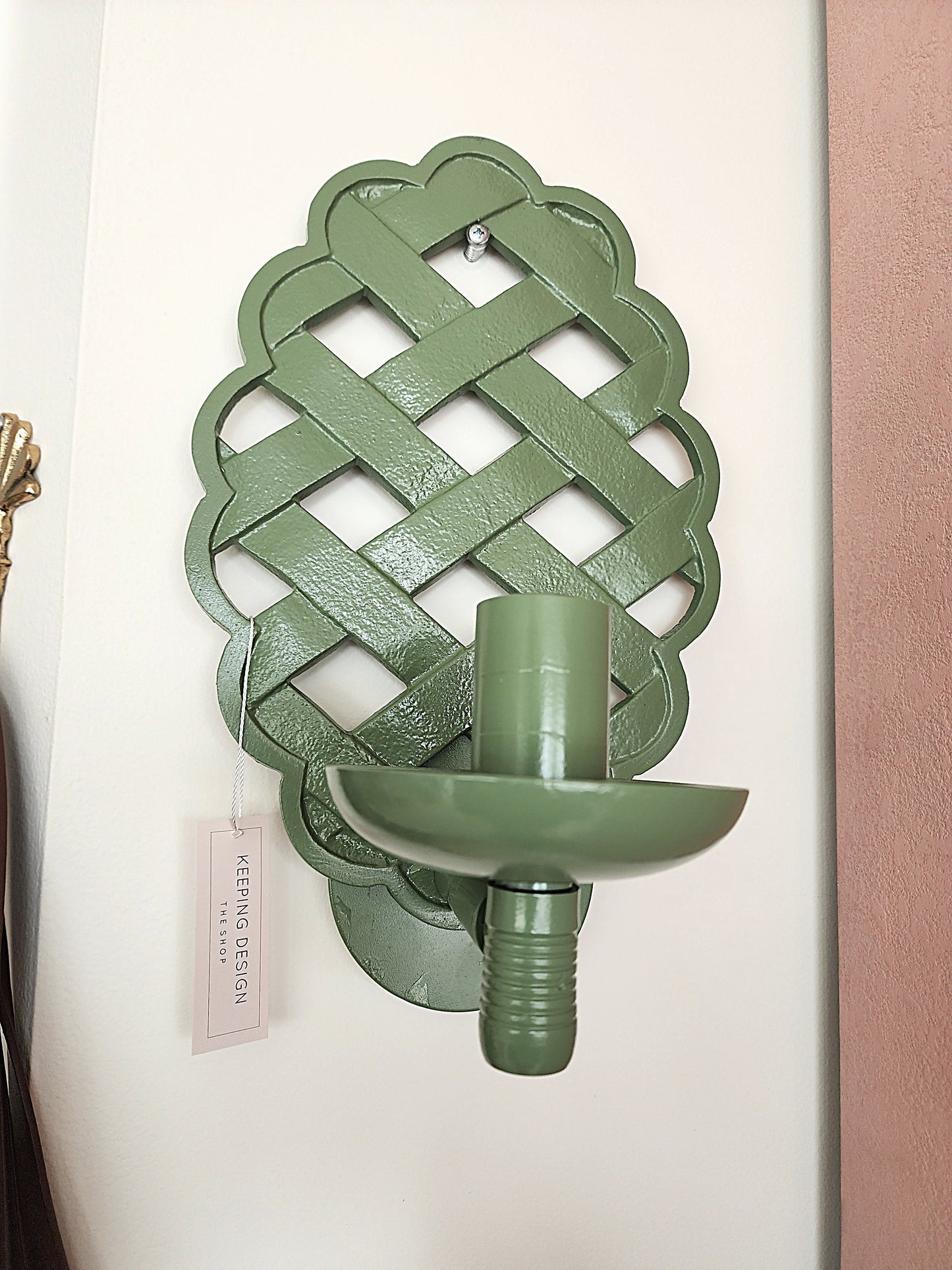 Lattice Sconce - Soft Green