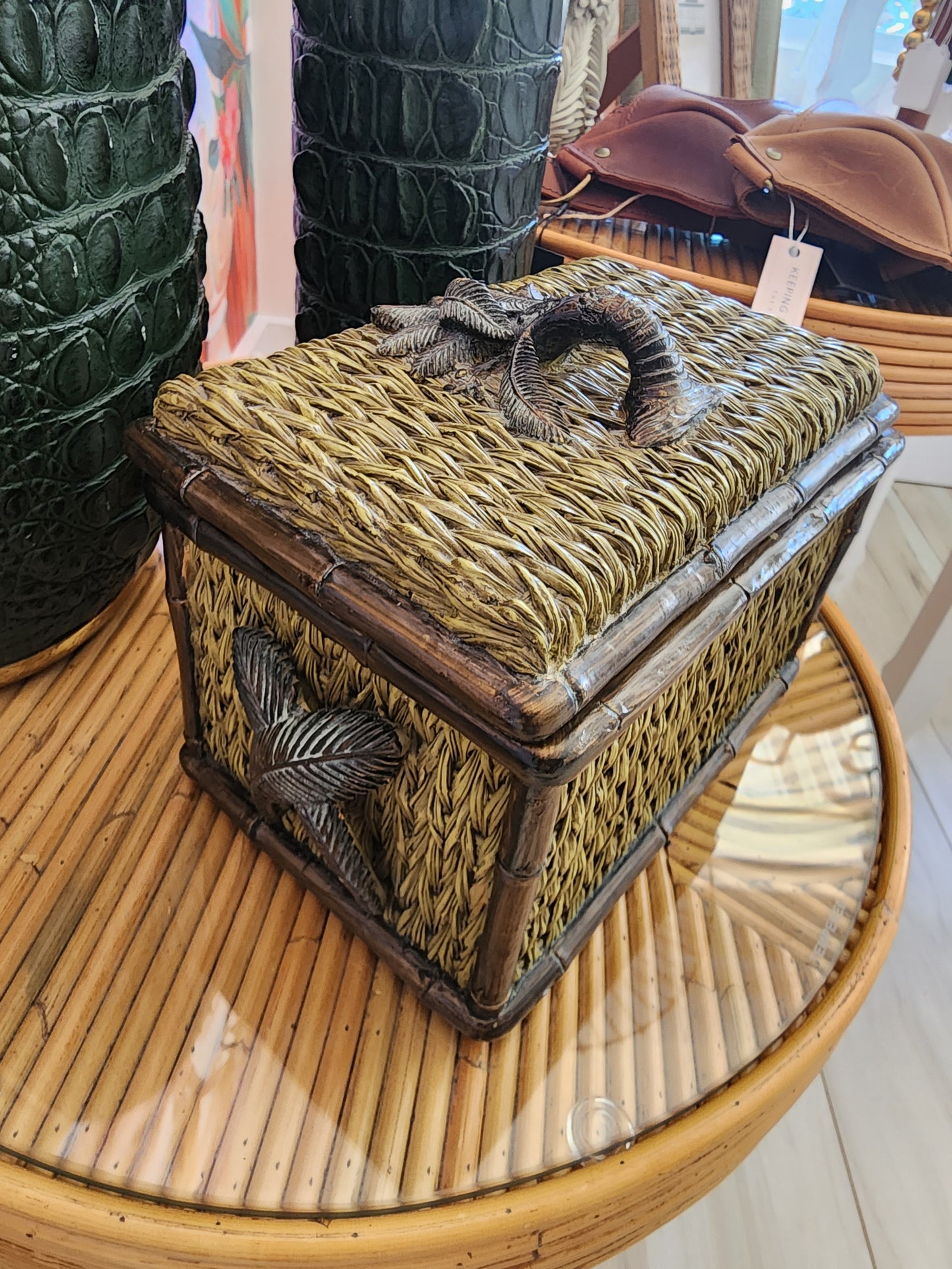 Palm + Rattan Box