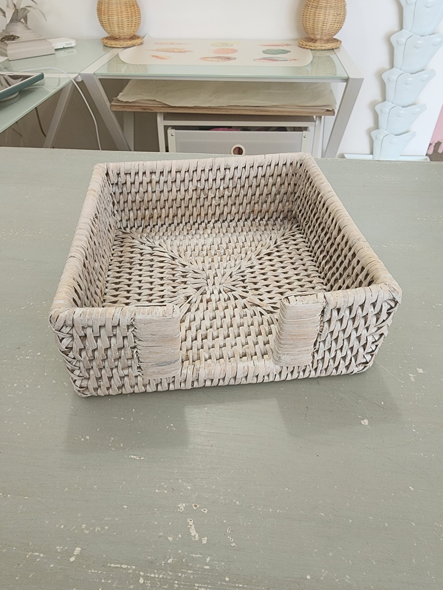 Burma Rattan Square Cocktail Napkin Holder