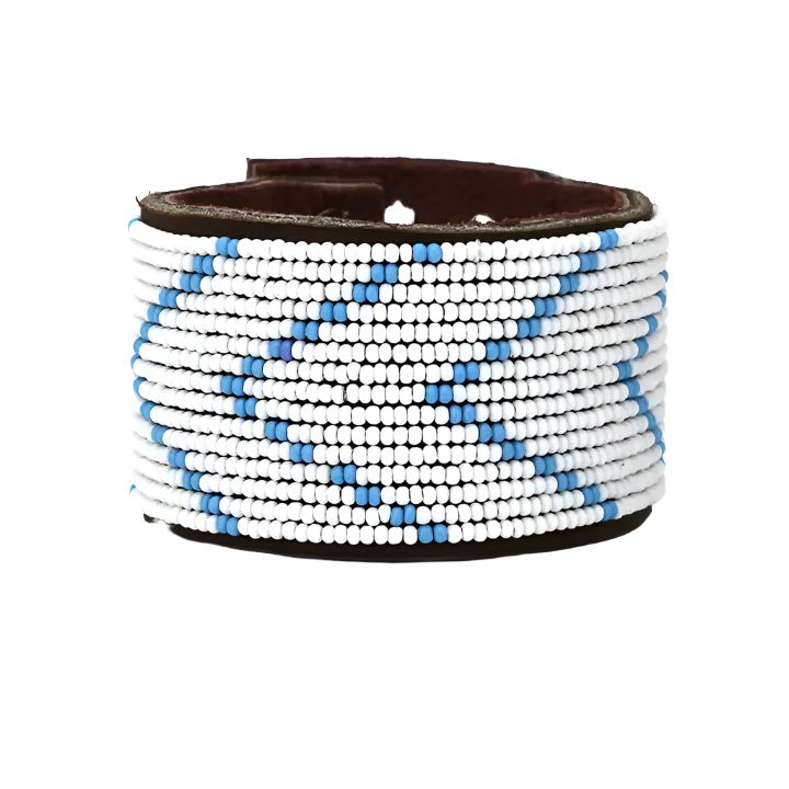 Swahili Bracelet - Large Light Blue Chevron