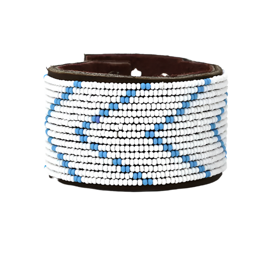 Swahili Bracelet - Large Light Blue Chevron