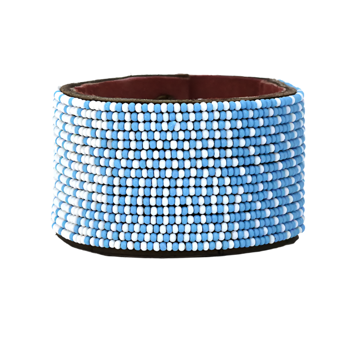 Swahili Bracelet - Large Light Blue + White Ombre