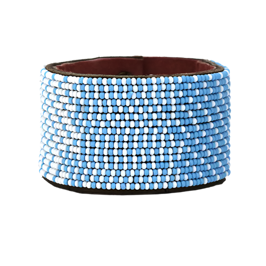 Swahili Bracelet - Large Light Blue + White Ombre