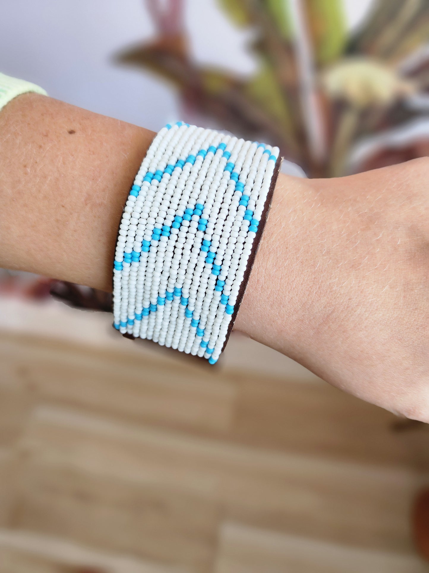 Swahili Bracelet - Large Light Blue Chevron