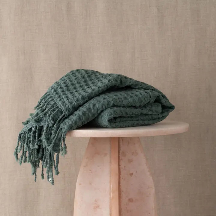 Throw Blanket - Corfu Cotton Tuscan Green